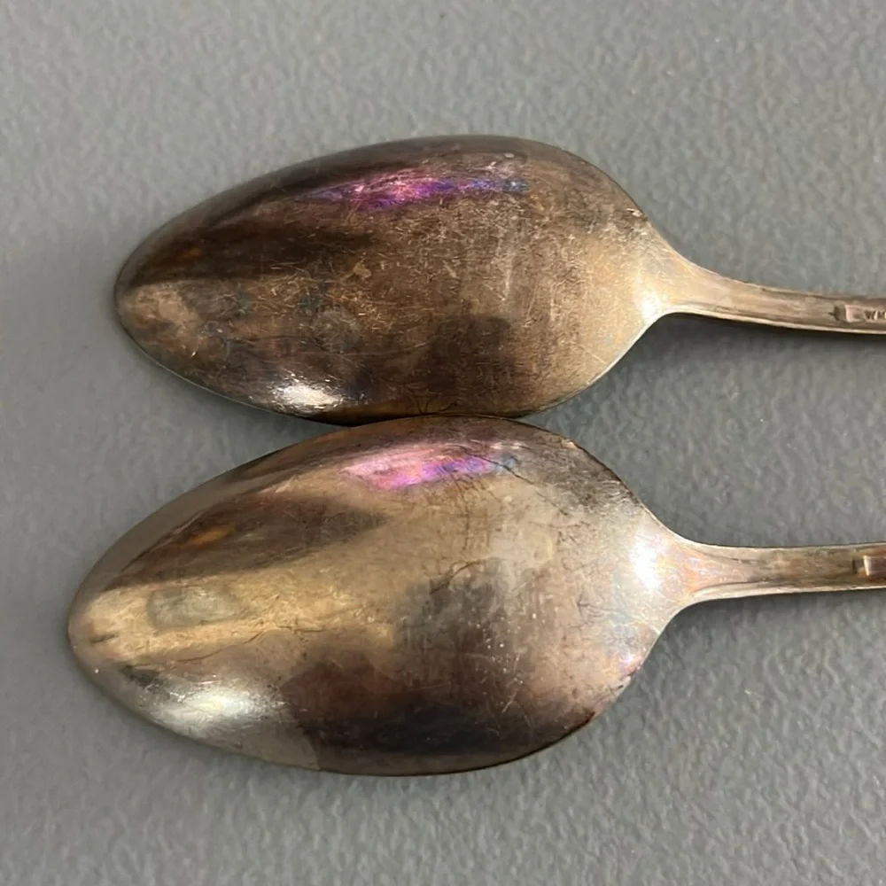 Replacement Wm Rogers “Priscilla” Roses Silver Dining Spoons, Pair